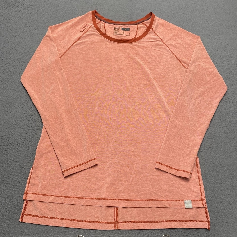 5.11 Tactical Shirt Mens Small Orange Long Sleeve Crew Neck Lightweight Raglan